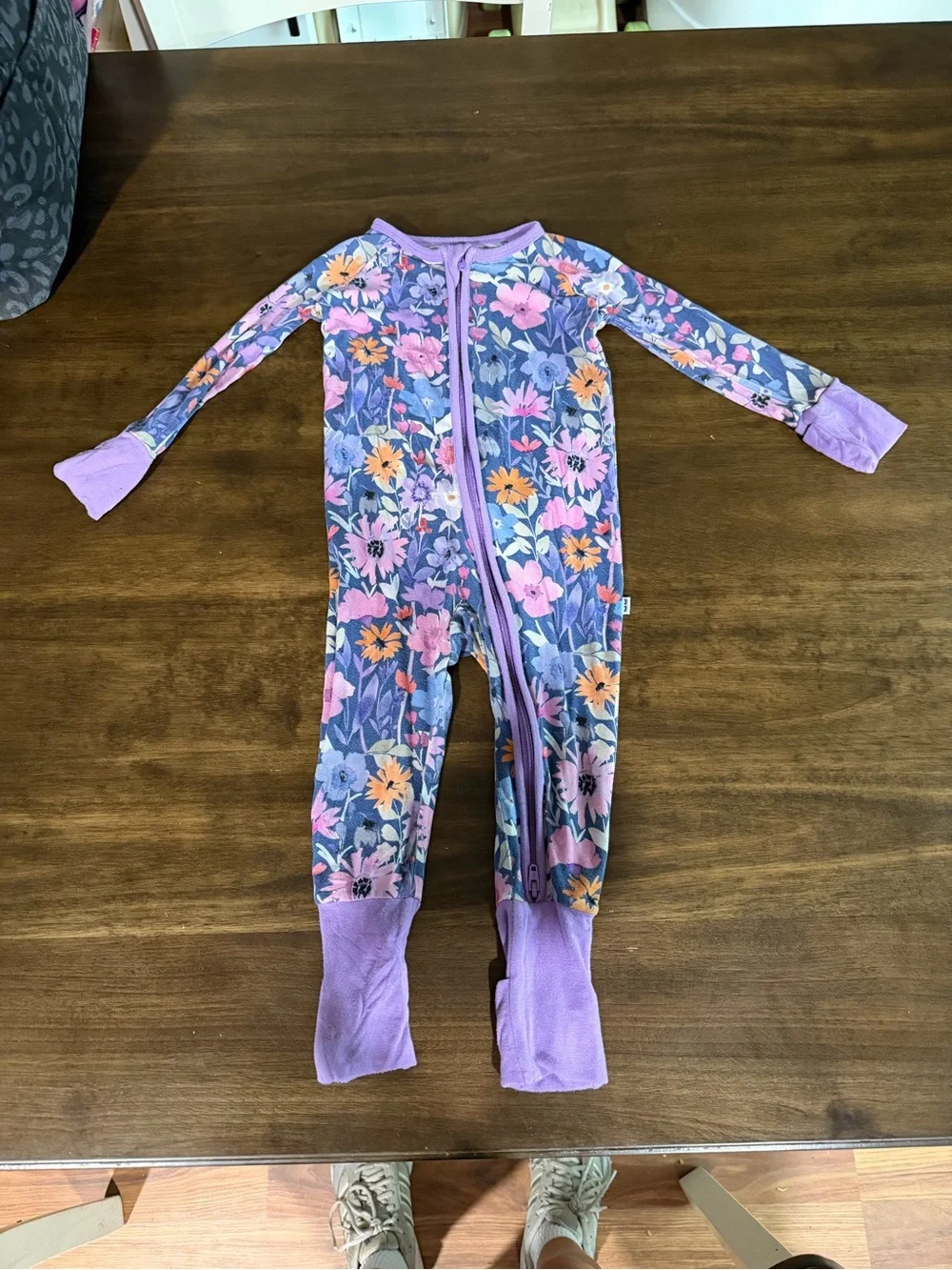 Little Sleepies Purple Floral Zip One-Piece Footie